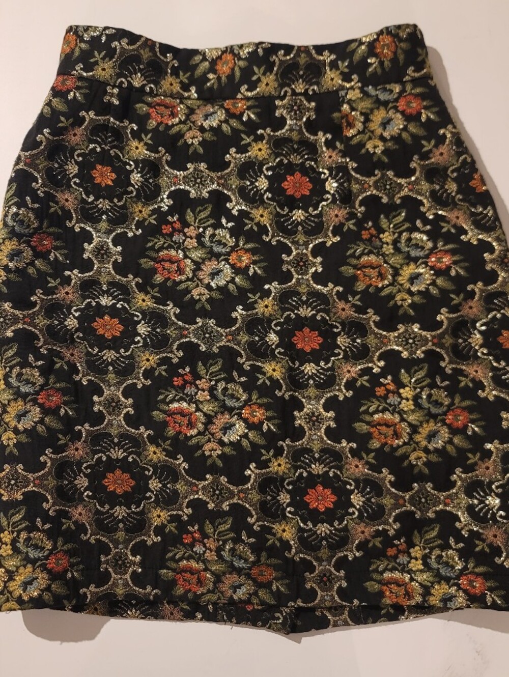 Moschino Made In ITALY Black Floral Mini Skirt with Floral Accents